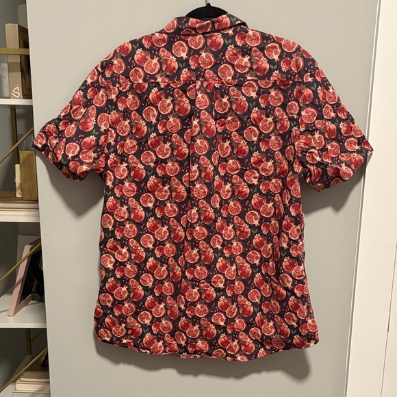 14th & Union Red and Black Pomegranate Patterned Casual Shirt - Picture 4 of 5